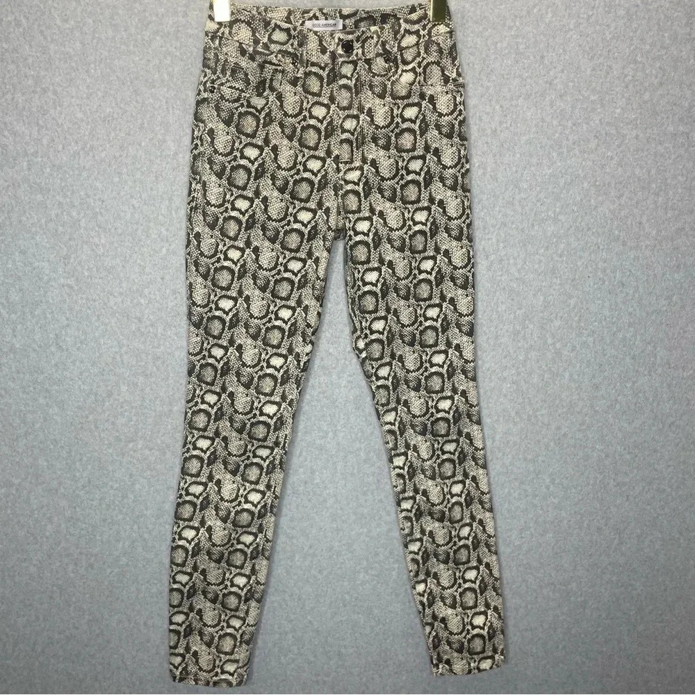 Good American Good Legs Cropped Python Print Jeans - image 4